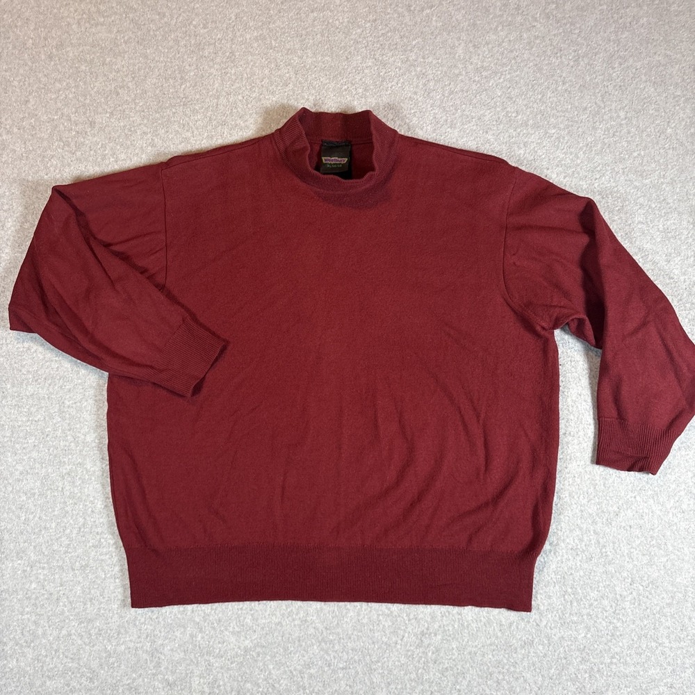 VTG Westbury Red Pure New Wool Turtleneck Sweater Sz XL Mens 80s 90s